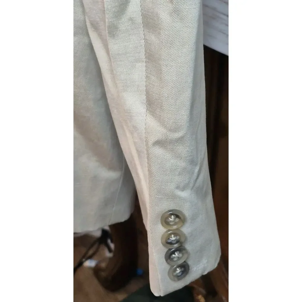 Banana Republic Modern Blazer Tan/Beige Mens 38S Linen & Cotton Blend 3 Buttons